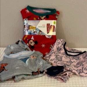 Disney Kids 3 Pajama Sets- Red, Gray, Pink
